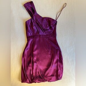 Armani Exchange One-Shoulder Satin Dress - Deep Purple